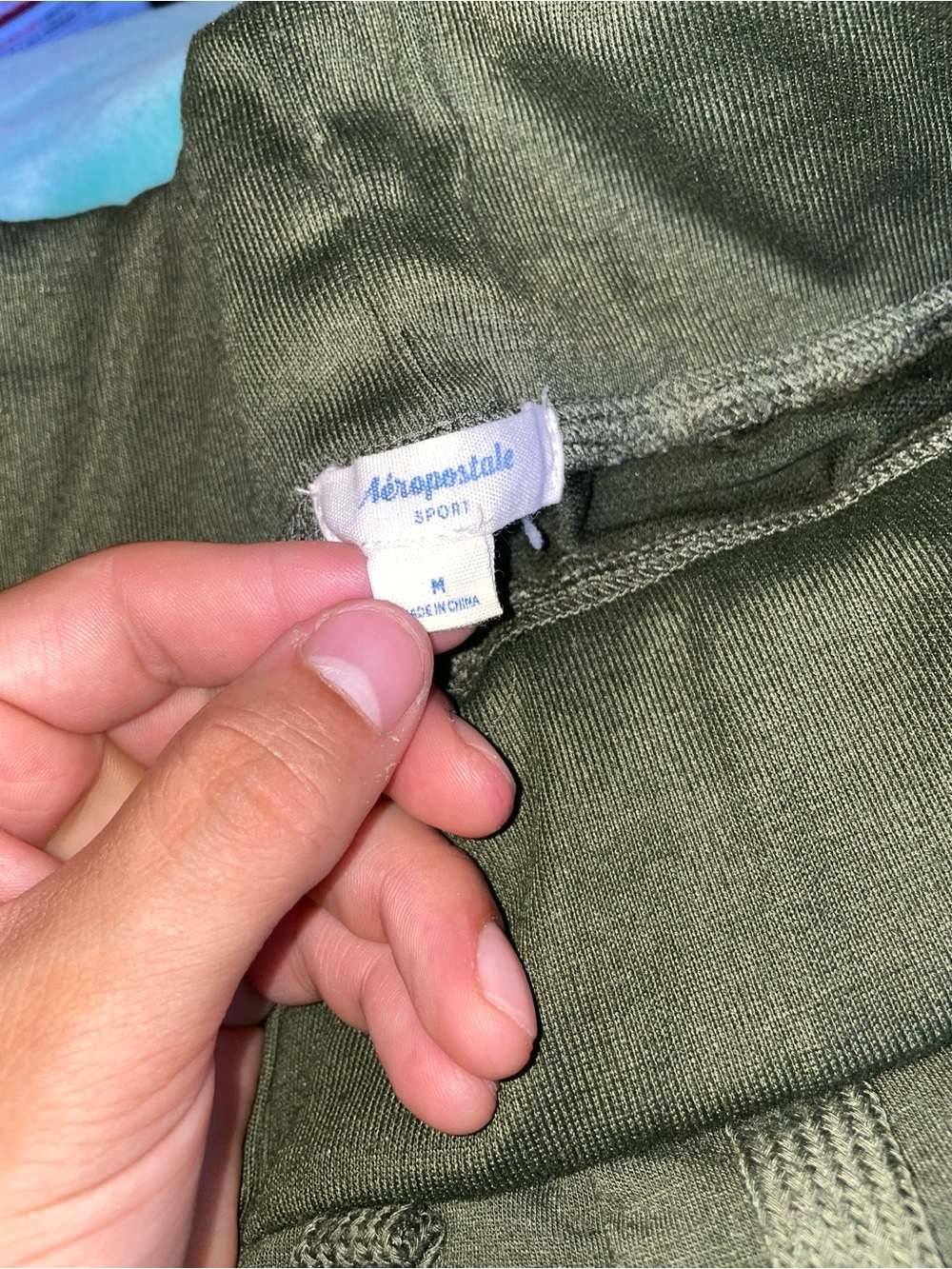 Aéropostale Olive Green Vertical Block Logo Fleece Joggers M - Picture 9 of 9